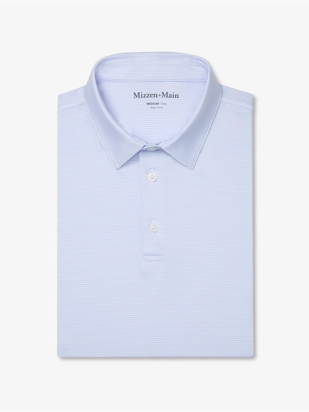 Mizzen+Main Versa Polo light blue white stripe men’s size large